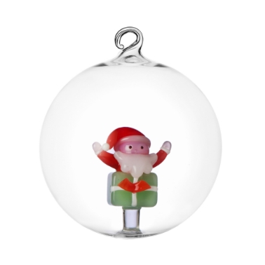 Papá Noel y regalo verde