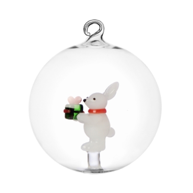Conejo blanco con regalo verde