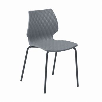 Uni 550 - Chair in anthracite grey painted steel and shell in grey vaio polypropylene
