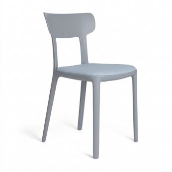 Canova GM - Chaise Canova GM avec structure en polypropylène gris argent et assise rembourrée recouverte de tissu bleu clair