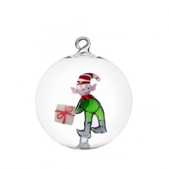 Christmas Ball - Ichendorf Christmas Ball, Green Elf Model with Gift