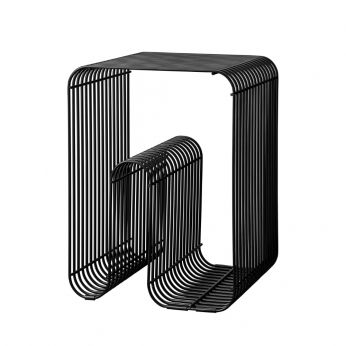 Curva Stool - Taburete o mesa de centro Curva en metal pintado, color negro