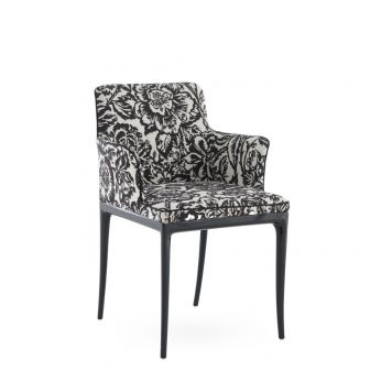 Lillybet Flower Key - Fauteuil Kartell avec pieds en technopolymère et revêtement en tissu jacquard floral, coloris noir