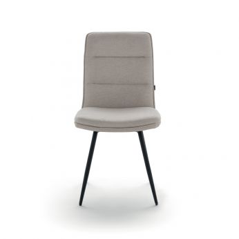 Nat - Chair by Devina Nais with black metal frame and ecru Verita fabric upholstery