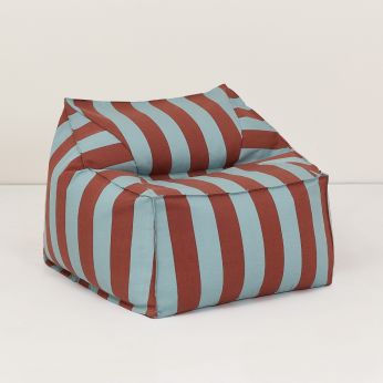 Lenny Armchair Adult Outdoor - Poltrona pouf da esterno di Nobodinoz in tessuto, colore caramello - blu