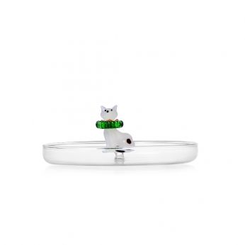 Christmas Saucer - Gato con forma de platillo navideño de Ichendorf con corona navideña