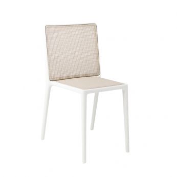 Belvedere Tech - Sedia di Kartell, in tecnopolimero termoplastico riciclato e seduta intrecciata in tecnopolimero, colore bianco-beige