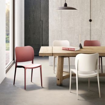 Lisboa Chair - Lisboa-Stuhl in Creme und Koralle