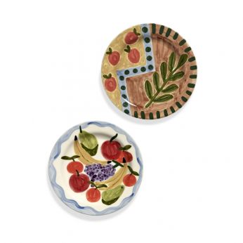 Dinner Plate Set - Ensemble de deux assiettes en céramique peintes à la main par Serax