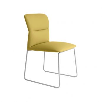 CB1806 Frida Outlet - Sedie con struttura in metallo verniciato bianco e seduta rivestita in similpelle senape