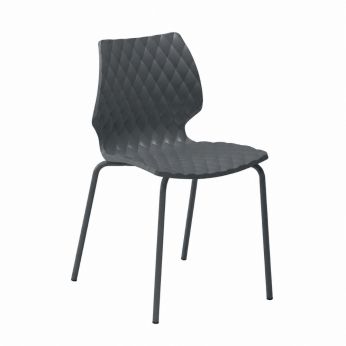 Uni 550 - Silla de acero pintado con carcasa de polipropileno gris antracita.