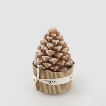 Pinecone Candle - Dekorative, tannenzapfenförmige Kerze, haselnussfarben