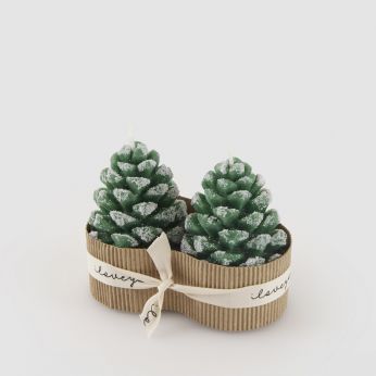 Pinecone Candle - Bougie décorative en forme de pomme de pin, couleur verte