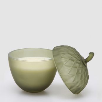 Acorn Candle - Scented candle with acorn-shaped container and lid, green model, medium size