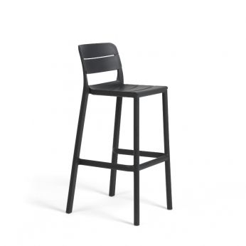 Cassia Stool - Stackable polypropylene stool by Nardi, anthracite grey color.