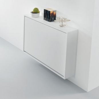 Bureau - An der Wand abschließbarer Tisch  -  Schreibtisch aus ökologischem Laminat in weißer Farbe