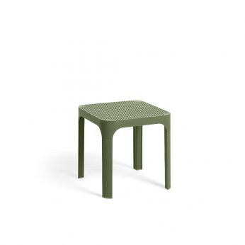 Net Table 40 - Table d&amp;#39;extérieur carrée empilable en polypropylène, couleur vert agave