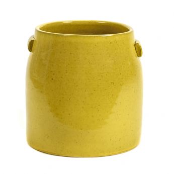Jars Flower Pot - Jarrón con asas de gres, color amarillo, tamaño L