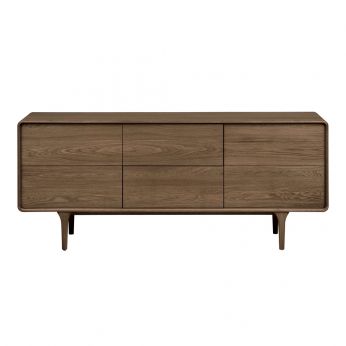 Darwin Sideboard - Sideboard aus dunkelbrauner Eiche mit 2 Schubladen und 4 Türen