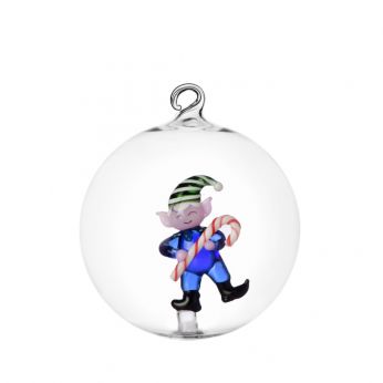 Christmas Ball - Bola de Navidad de Ichendorf, modelo de elfo azul con bastón de caramelo