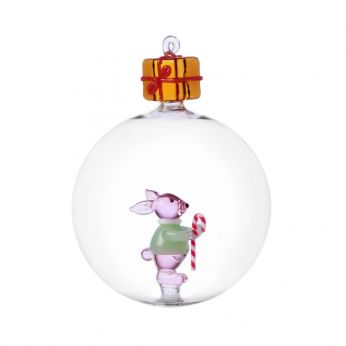 Woodland Tales Ball - Bola de Navidad de cristal Ichendorf, colección Cuentos del Bosque, modelo Conejo Rosa con Bastón de Caramelo