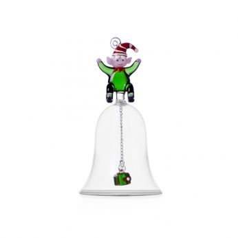 Christmas Bell - Campana navideña Ichendorf de cristal de borosilicato, modelo Elfo Verde con regalo.