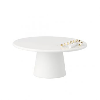 Etagere Candy Canes - Soporte para platos de cerámica blanca Rader con decoración navideña de bastón de caramelo.