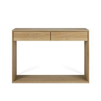 Nordic-C - Console en bois de chêne avec deux petits tiroirs (120 x 40 x 85 cm)