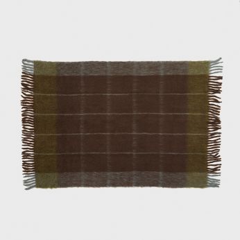 Twist Frame Throw - Mohair and merino wool blanket 130x200, Brown-Green color