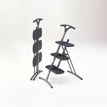 Tiramisù - Escalera plegable Kartell con 3 gradas antideslizante, color gris oscuro metalizado