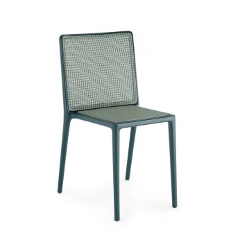 Belvedere Tech - Sedia di Kartell, in tecnopolimero termoplastico riciclato e seduta intrecciata in tecnopolimero, colore verde bosco