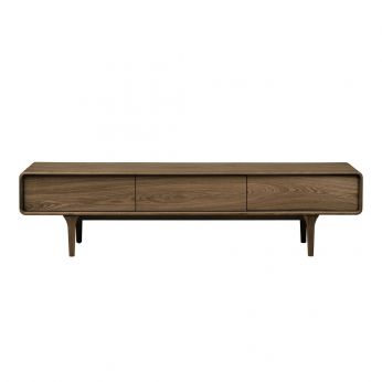 Darwin TV-bench - TV stand with feet, in dark brown oak wood, with drawer and doors