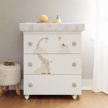 Savana Tris GM - Pali changing table-baby bath, with 3 drawers, white-dove grey colour