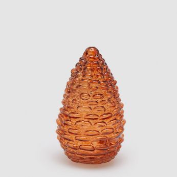 Pine cone w - Light - Adorno de piña de cristal, color ámbar, Ø 13,5 cm
