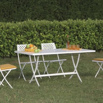 RIG73R GM - Mesa plegable de metal, para jardín, color blanco (medida 160 x 80 cm)