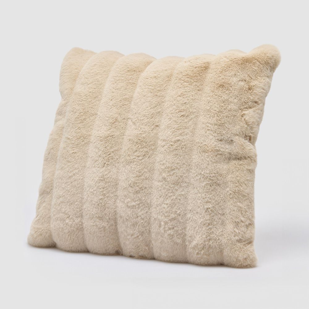 Cuscino decorativo quadrato, con tessuto morbido, 60 x 60 cm - colore avorio