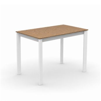 CB4724-R 160 Eminence B-W GM - Extendable table made of beech wood, white finish, with natural oak tabletop