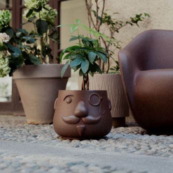 Together Pot - Vase coulissant en polyéthylène, convient également à une utilisation extérieure, couleur brun moka
