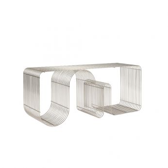 Curva Bench - Painted metal bench without backrest, chrome color