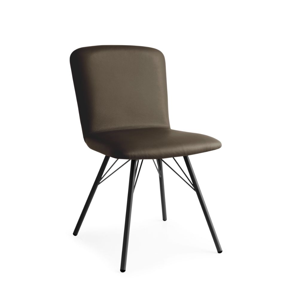 CB1662 Emma Outlet - Connubia metal chair, seat covered with leather |  Sediarreda.com