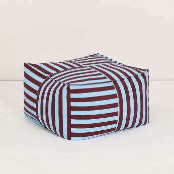 Otto Ottoman - Puf tapizado en tela de Nobodinoz, color burdeos - azul.