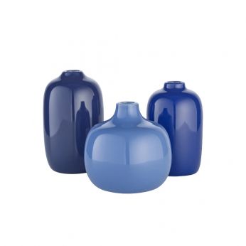 Ceola Set - Set aus 3 Keramikvasen von Blomus, blaue Farbe