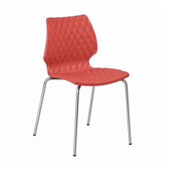 Uni 550 - Chaise avec structure en métal chromé et assise rouge corail