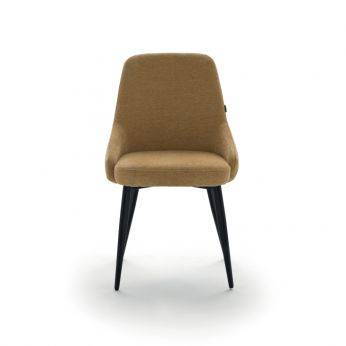 Arena - Armchair by Devina Nais with metal legs and Raven fabric upholstery, yellow color