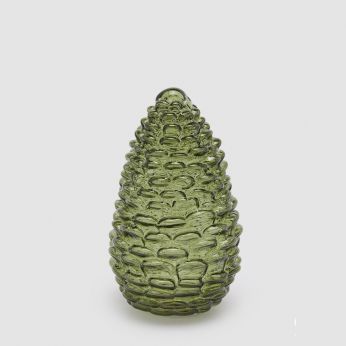 Pine cone w - Light - Decorazione in vetro a forma di pigna, colore verde scuro, Ø 13,5 cm