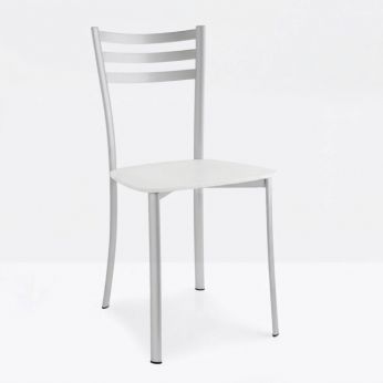 CB1320 Ace - Silla de metal pintado en acabado satinado con asiento de madera contrachapada lacada en blanco.