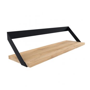 Ribbon Shelf GM - Wall shelf in oak wood and black lacquered metal, dimensions (L x W x H) 70 x 20 x17 cm