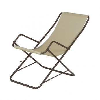 Bahama 170 - Sedia sdraio con struttura in metallo verniciato marrone India e telo in beige