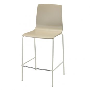 Alice V 2575 - Taburete con estructura barnizada blanco lino, asiento color gris tórtola, altura asiento 65 cms