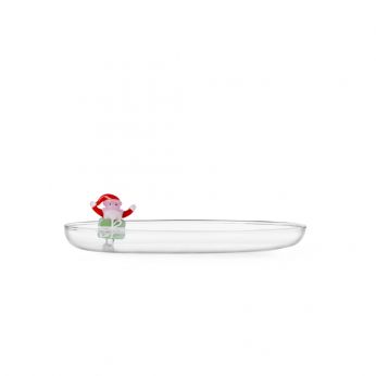 Christmas Saucer - Platillo navideño de Ichendorf con Papá Noel sobre fondo verde.